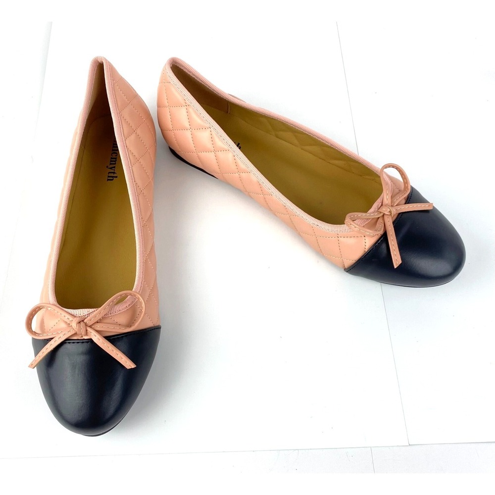 NEW Chicmyth Ballet Flats Womens 9 Shoes 41 Slip on Retro Loafers Pink & Black - Picture 3 of 9